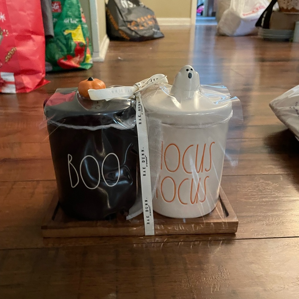 Rae dunn hocus pocus boo bathroom jars